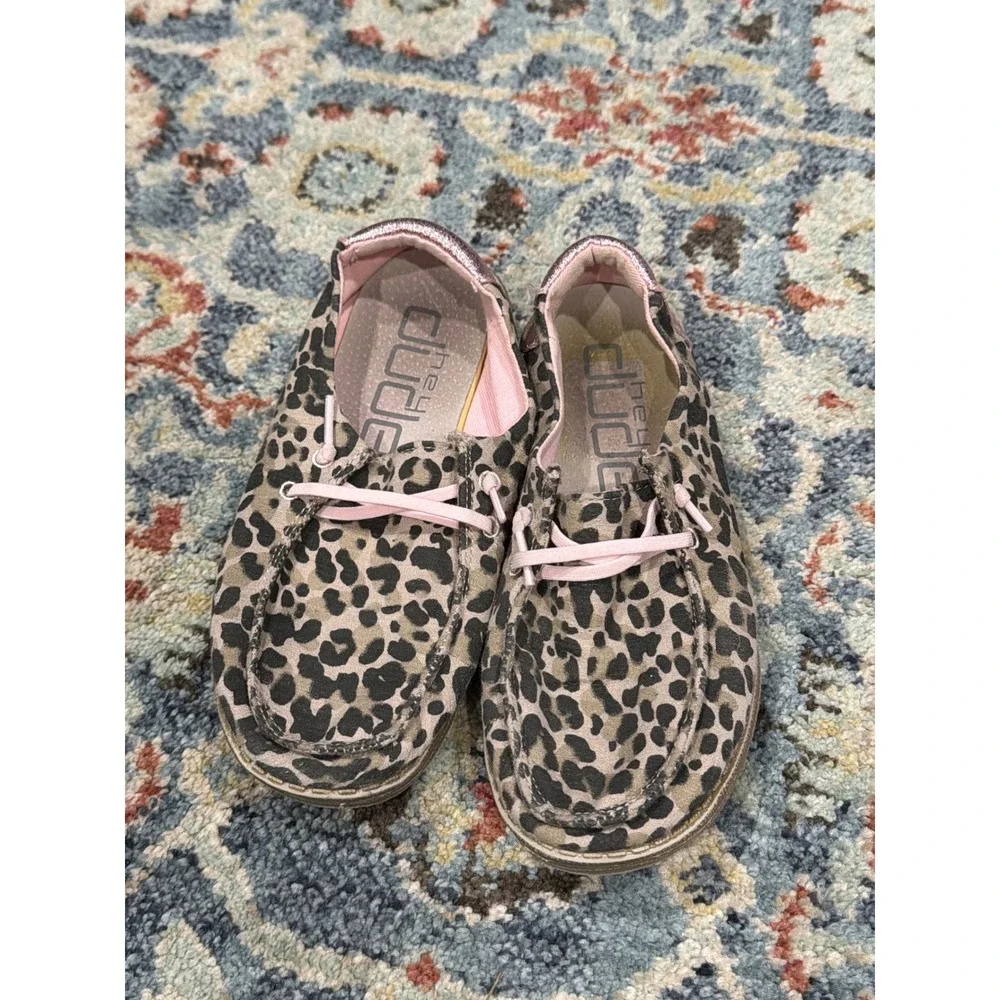 Hey Dude Wendy Shoes Girls Y3 Leopard Pink Animal Print Casual Boho